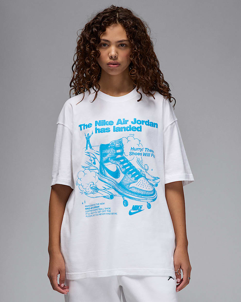 Playera con gráfico oversized para mujer Jordan - Blanco