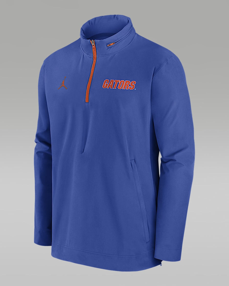 Florida Gators Sideline Coach Men's Nike College 1/2-Zip Hooded Jacket - Royal