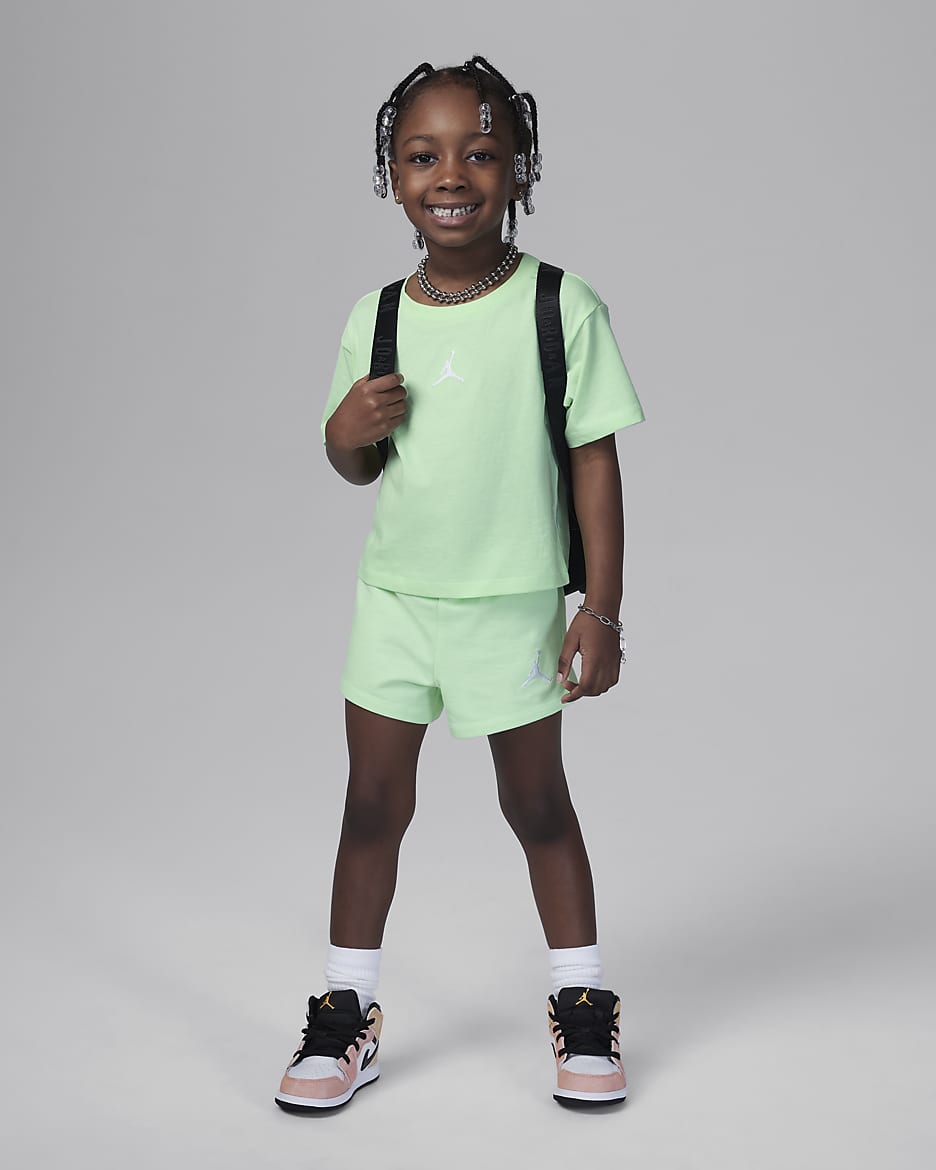 Conjunto de shorts y playera infantil Jordan - Verde vapor