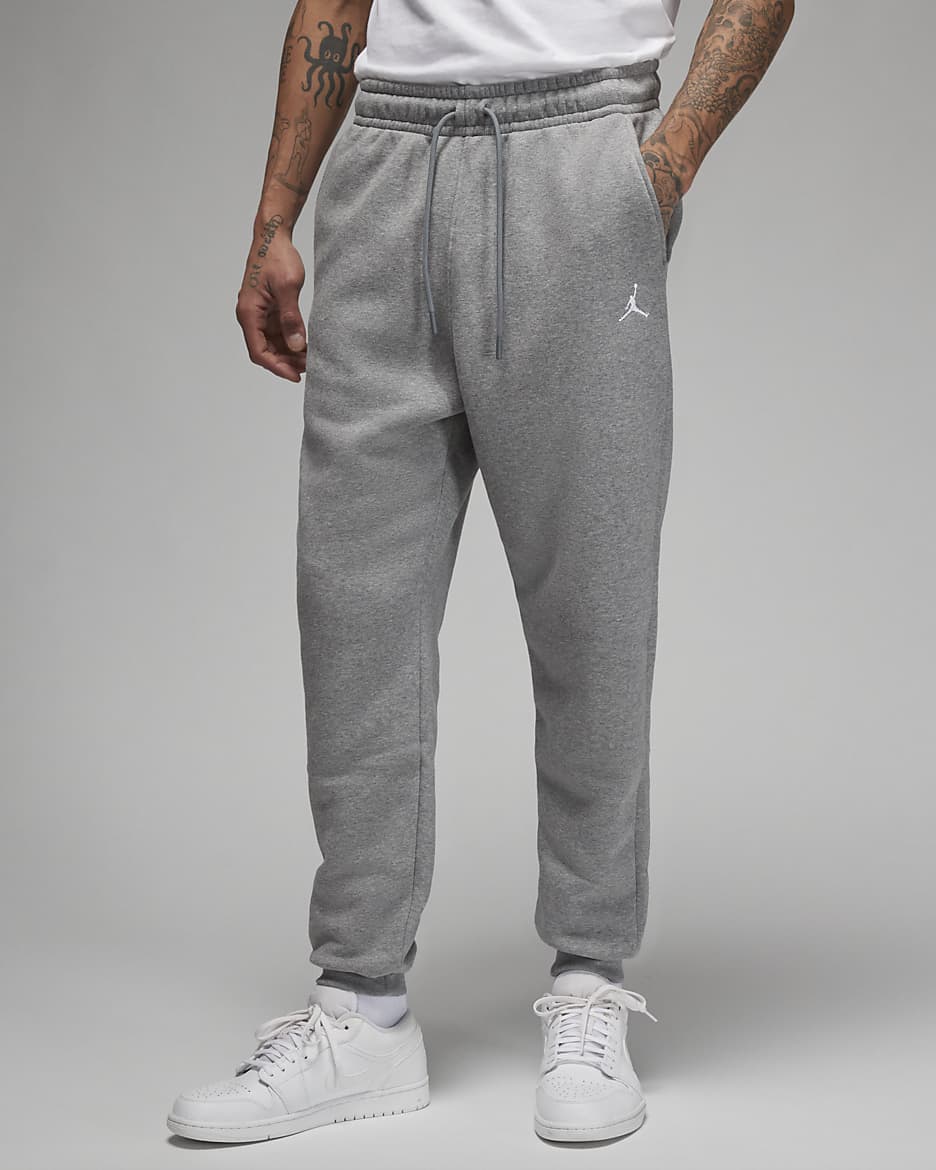 Jordan Brooklyn Fleece Men's Tracksuit Bottoms - Carbon Heather/White