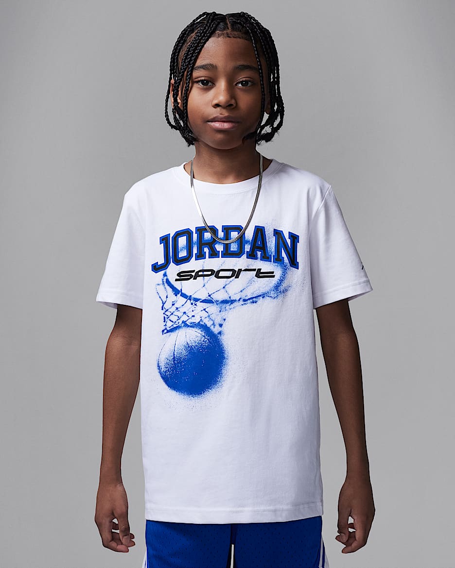 Playera Hoop para niños talla grande Jordan Dri-FIT Sport - Blanco