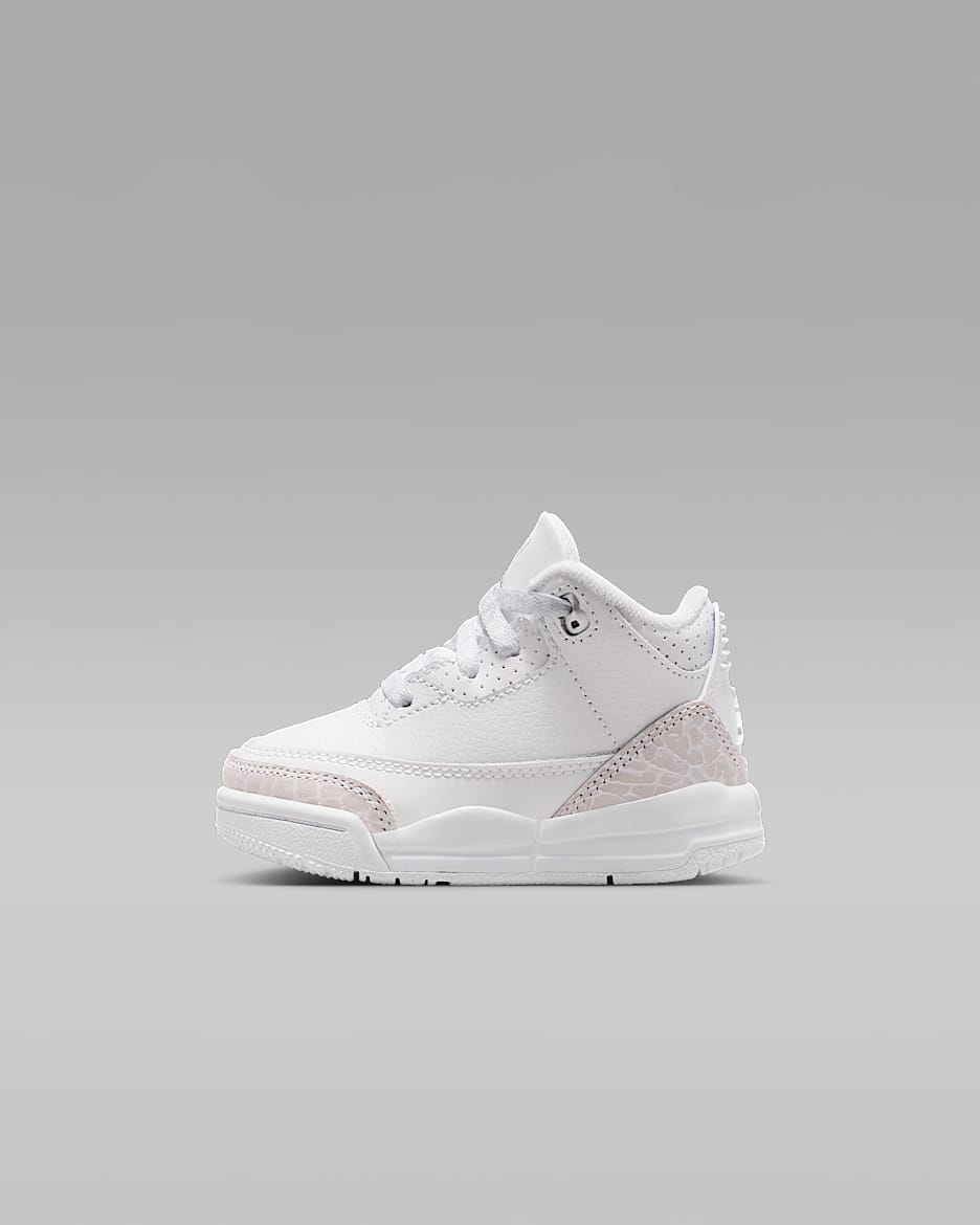 Jordan 3 Retro Baby/Toddler Shoes - White/White/Metallic Silver