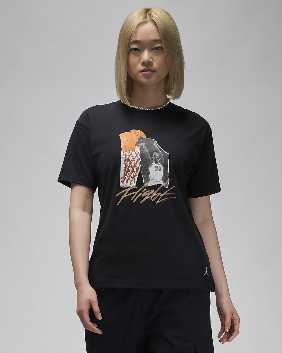 Jordan Women's Collage T-Shirt - Black/Legend Medium Brown
