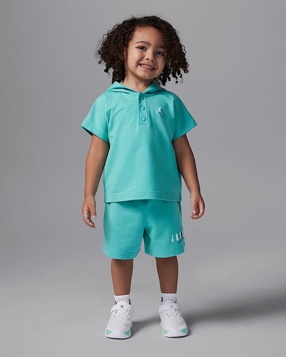 Jordan Toddler 2-Piece French Terry Henley Hoodie Set - Washed Teal