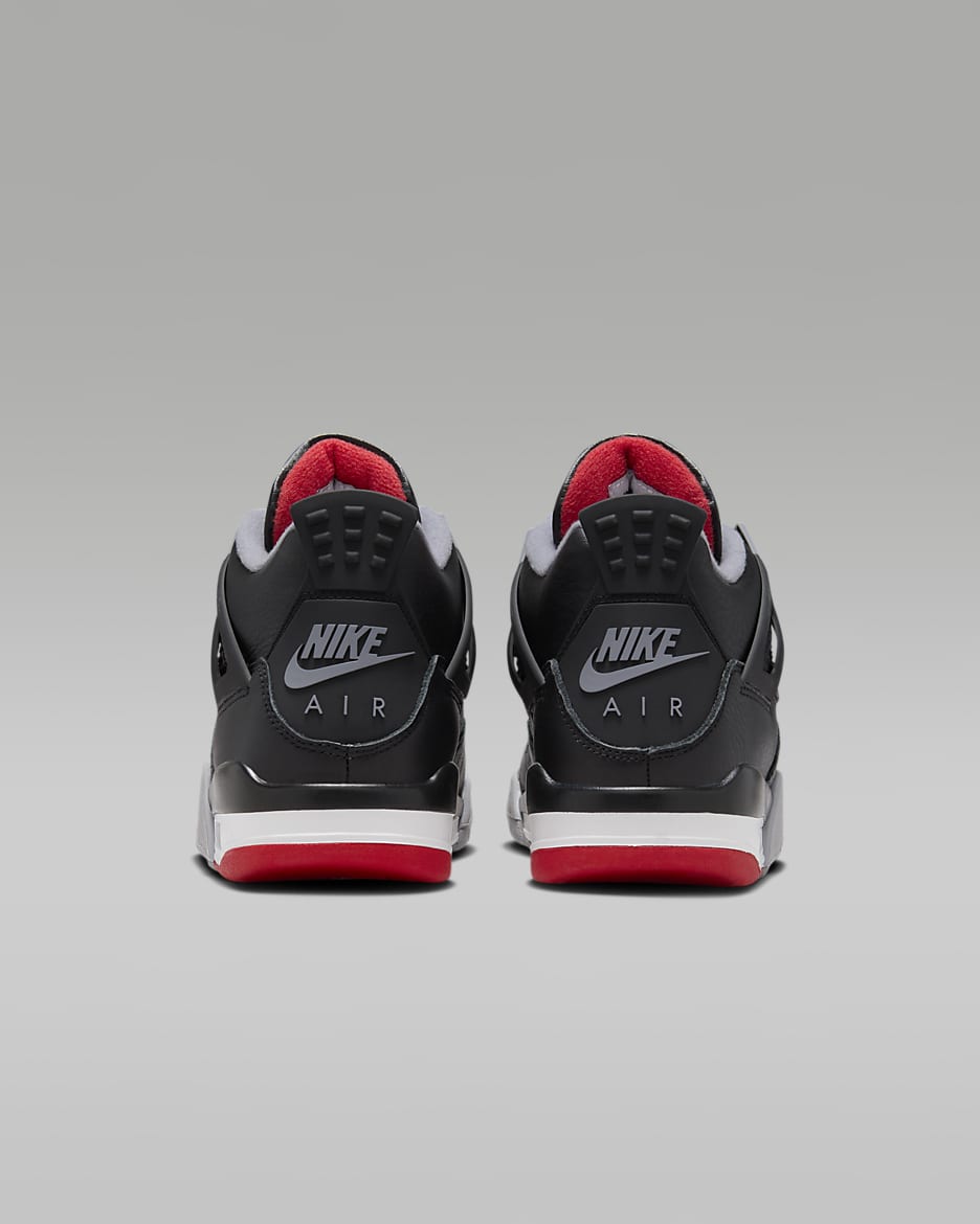 Calzado para niños grandes Air Jordan 4 Retro "Bred Reimagined" - Negro/Gris cemento/Blanco cumbre/Rojo pasión