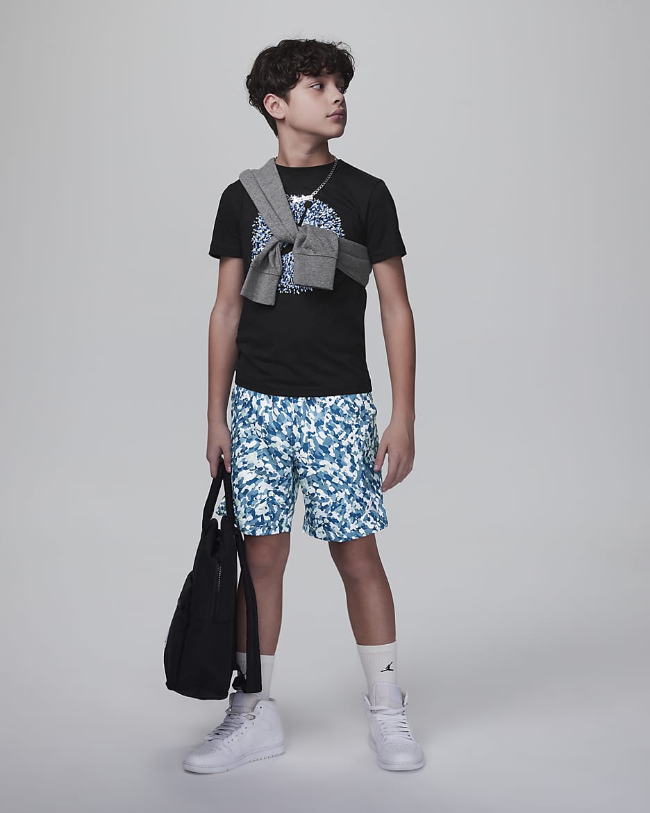 Jordan MJ Essentials Poolside Big Kids' Printed Shorts - Industrial Blue