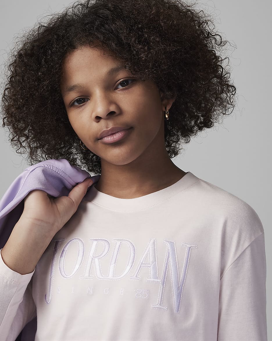 Jordan Fundamentals Longsleeve mit Grafik für ältere Kinder - Pink Wash