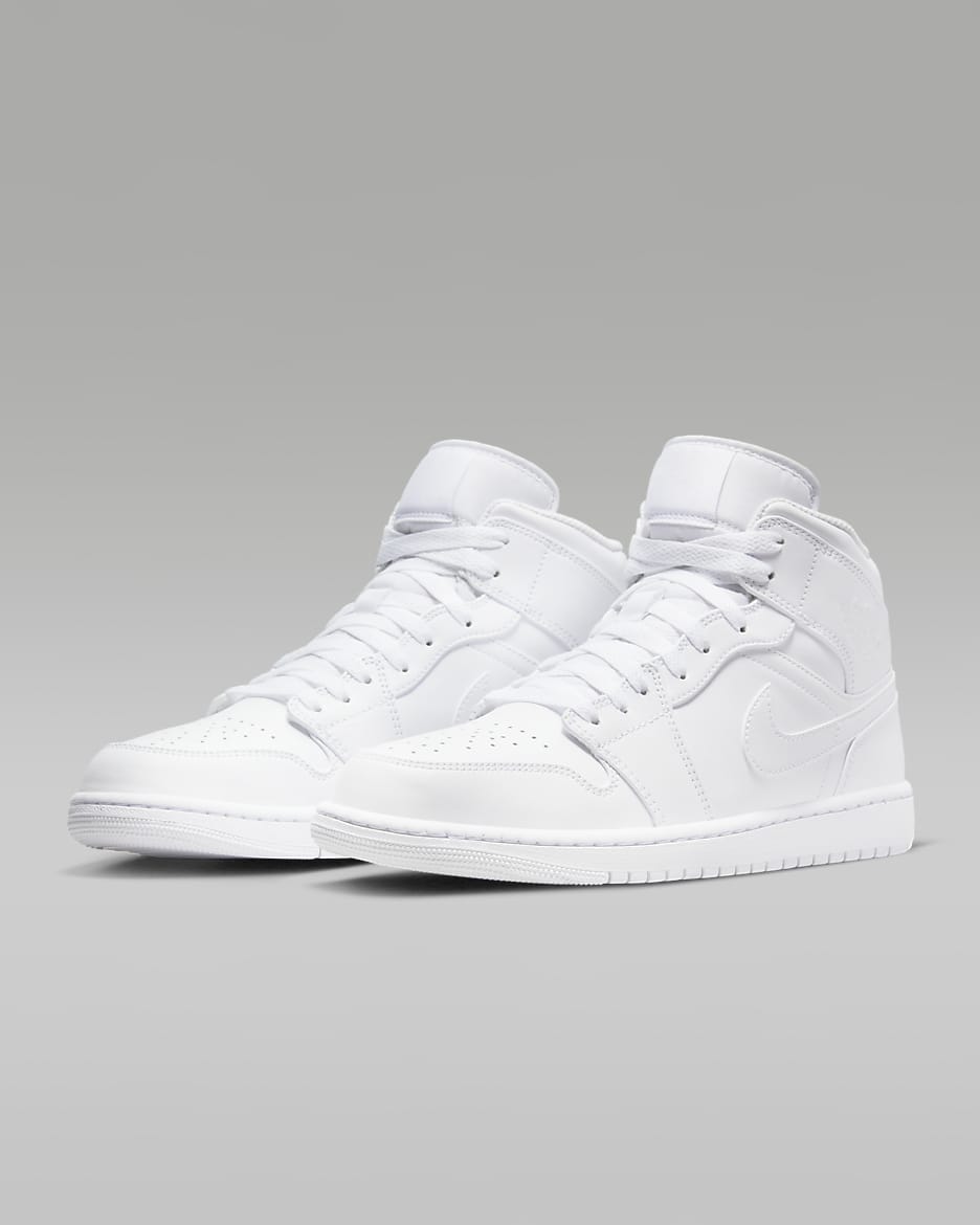 Tenis Air Jordan 1 Mid - Blanco/Blanco/Blanco