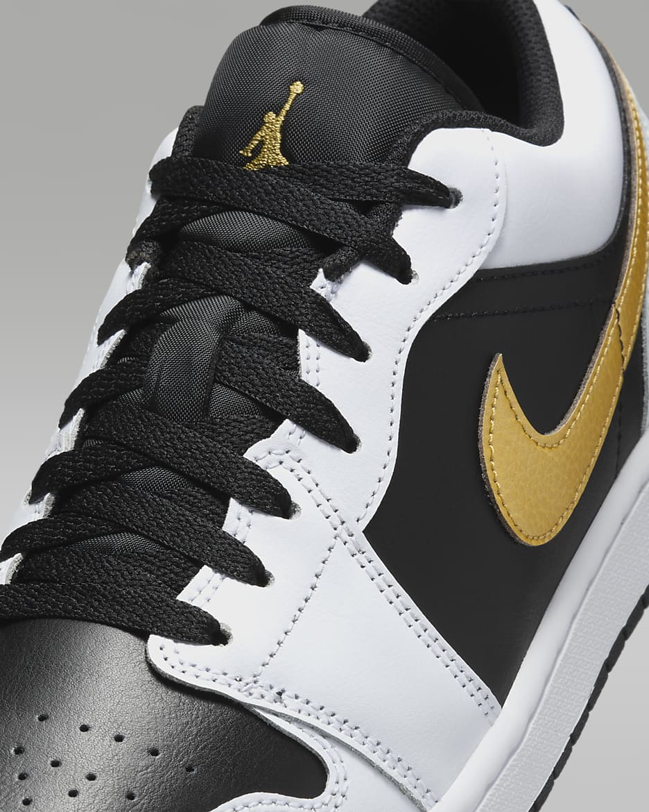 Tenis para hombre Air Jordan 1 Low - Blanco/Negro/Oro metalizado