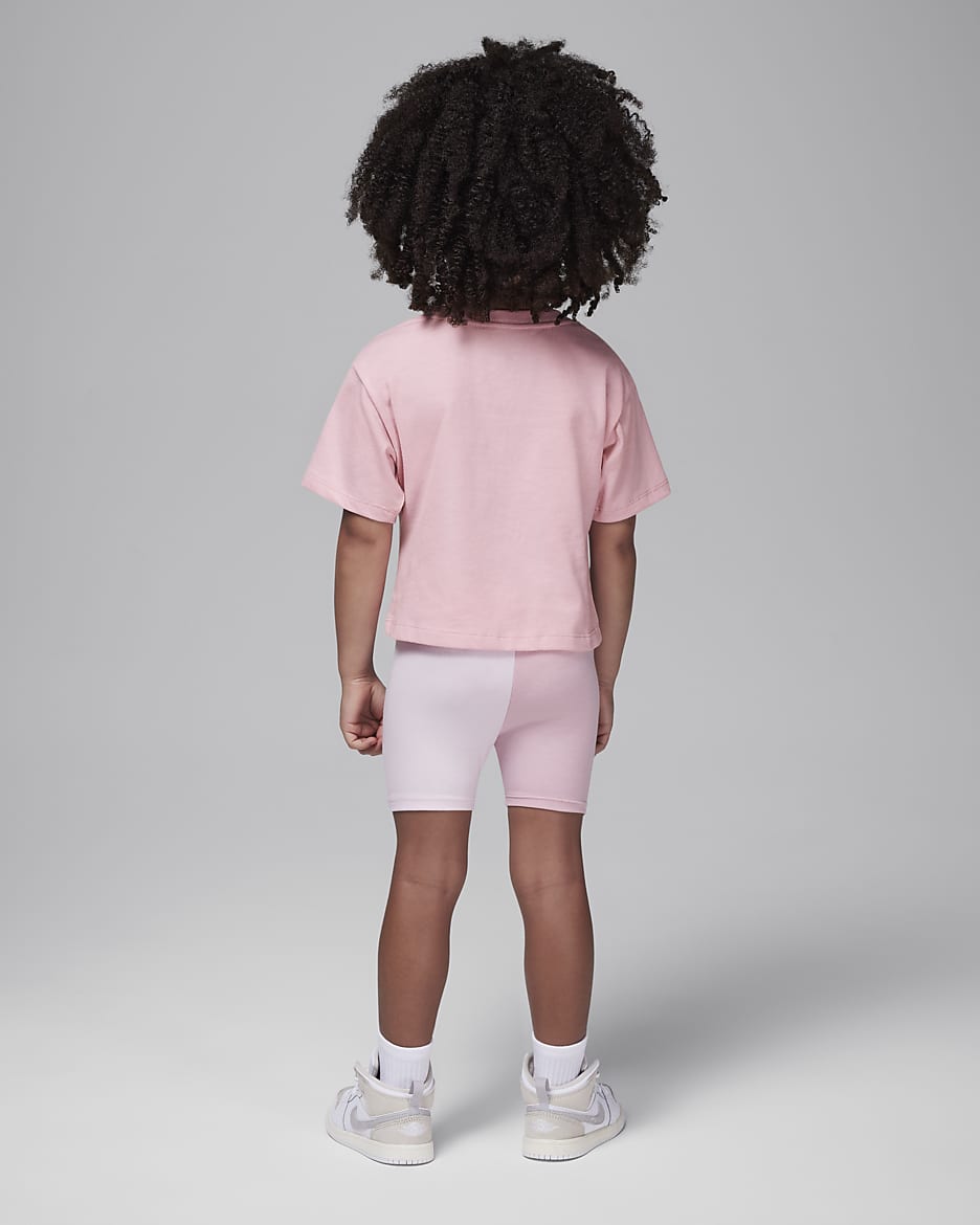 Conjunto de shorts de ciclismo infantil Flight Jordan Mini Me - Rosa vidrio