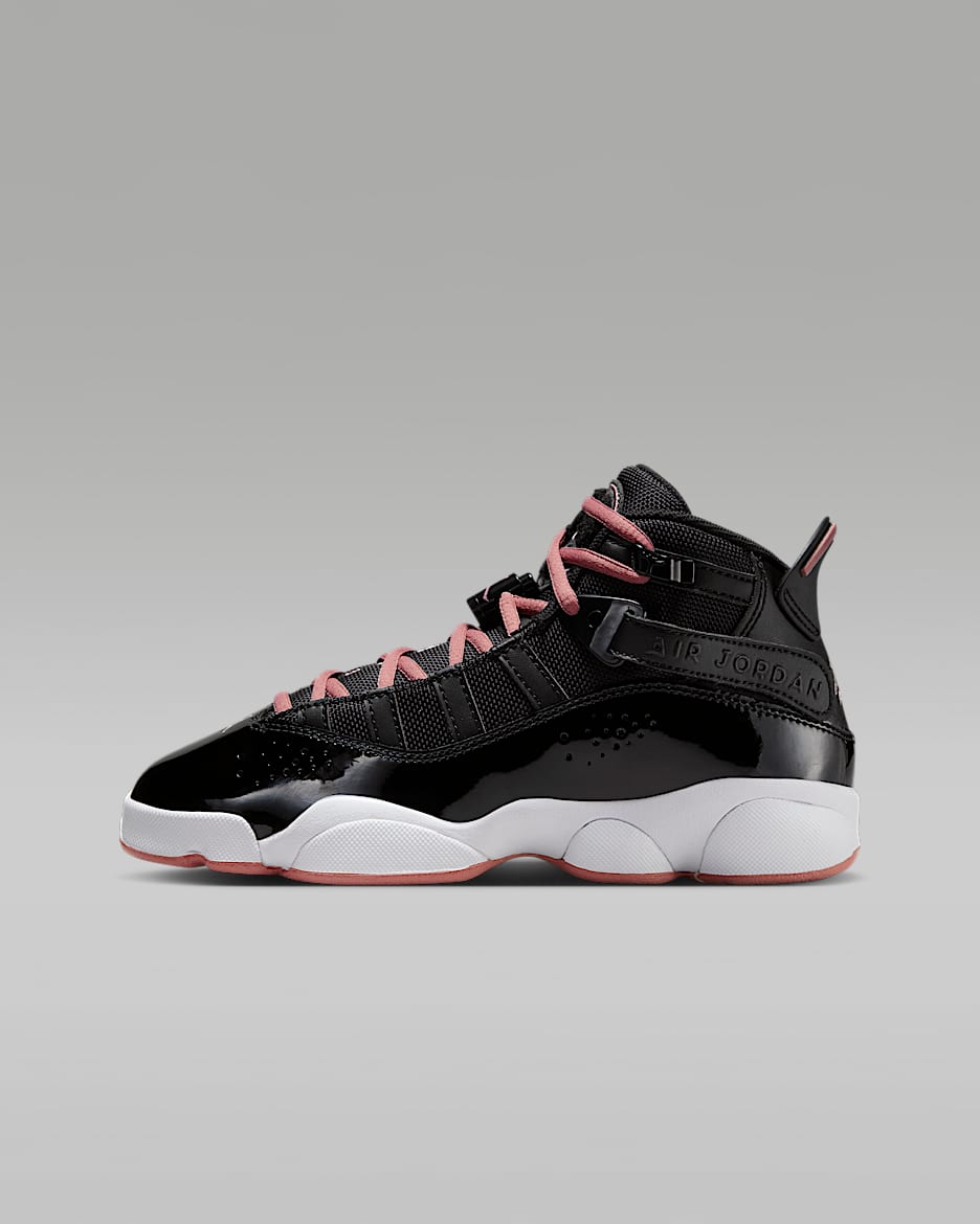 Tenis para niños grandes Jordan 6 Rings - Negro/Blanco/Antracita/Rosa óxido