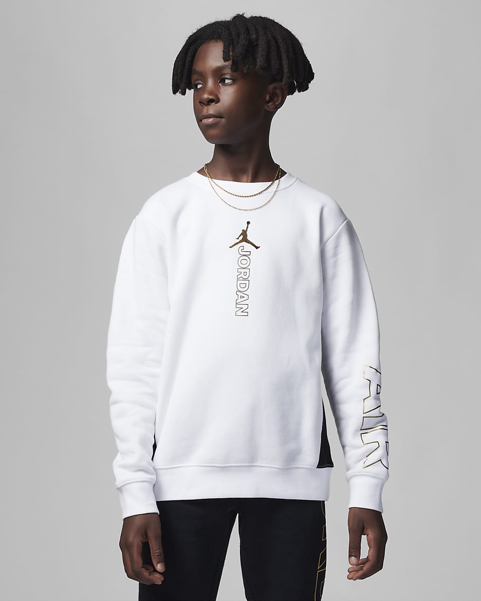 Jordan Air Holiday Shine Crewneck Big Kids' Hoodie - White