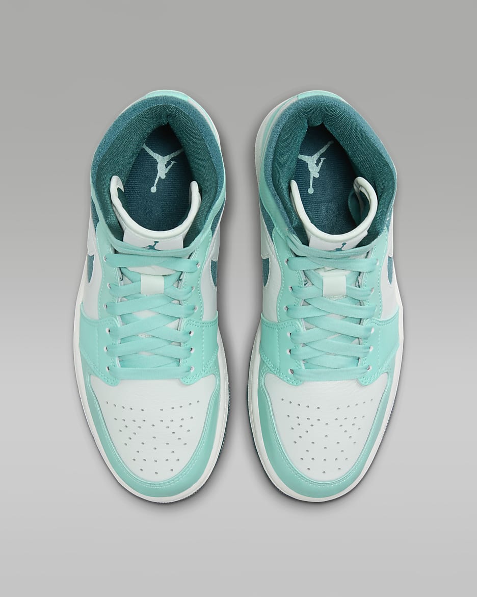 Air Jordan 1 Mid SE Women's Shoes - Bleached Turquoise/Barely Green/Sail/Sky J Teal