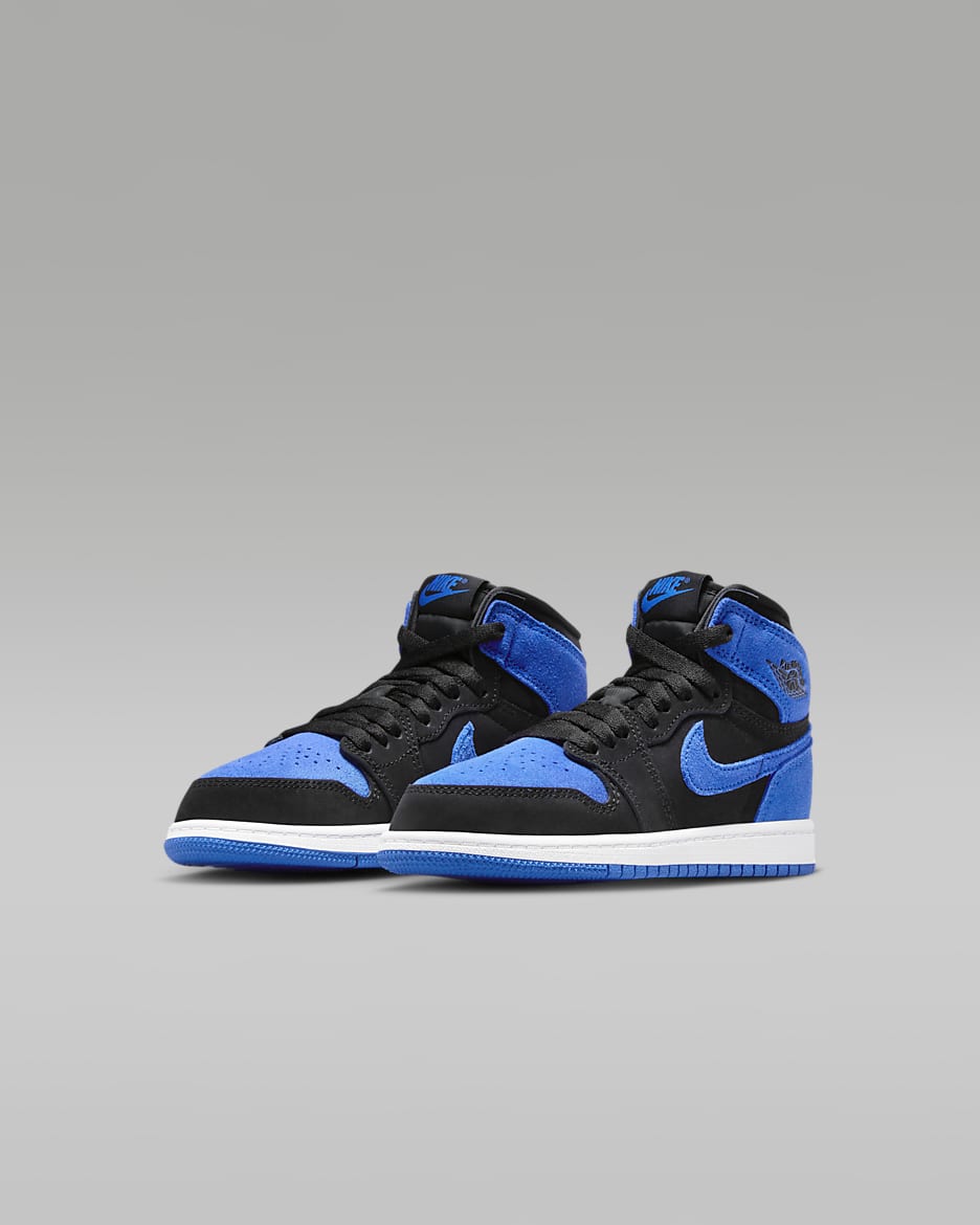 Jordan 1 Retro High OG Little Kids' Shoes - Black/White/Royal Blue/Royal Blue