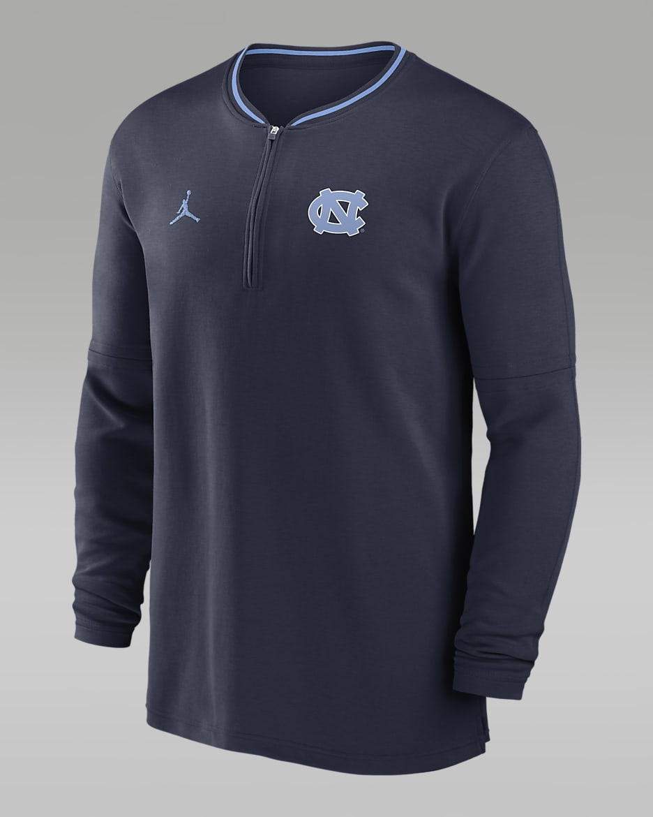 North Carolina Tar Heels Sideline Coach Men's Jordan Dri-FIT College 1/2-Zip Long-Sleeve Top - Navy