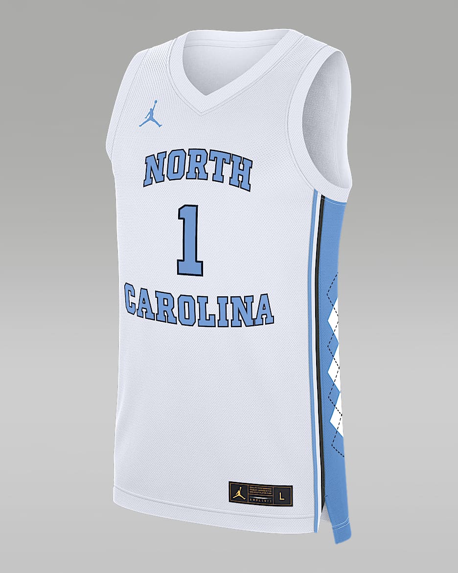 Jersey de básquetbol universitario de marca Jordan para hombre North Carolina Tar Heels Replica - Blanco