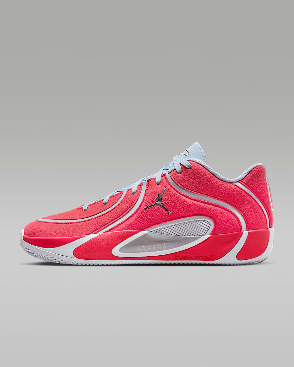 Jordan Tatum 4 Basketball Shoes - Siren Red/Football Grey/Metallic Silver