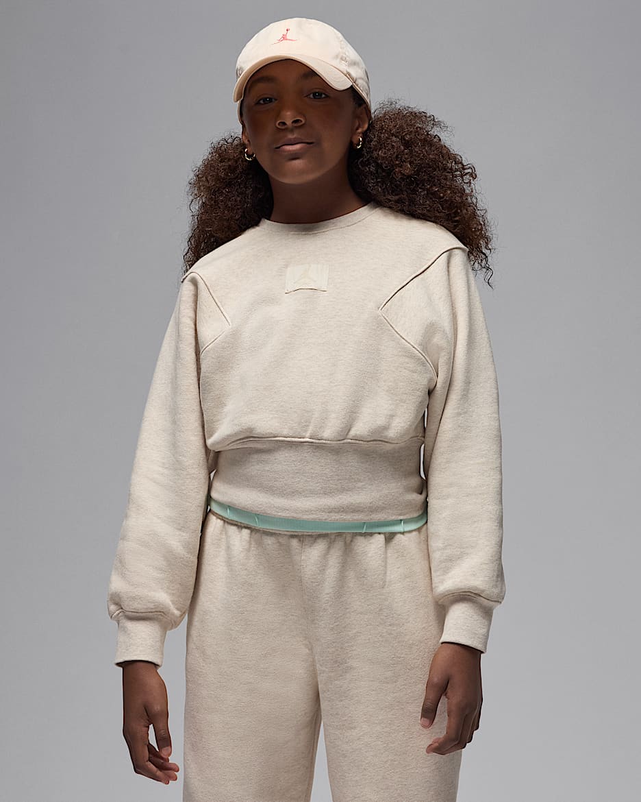 Sudadera de cuello redondo oversized para niños talla grande Jordan Flight Essentials - Marrón verdoso claro