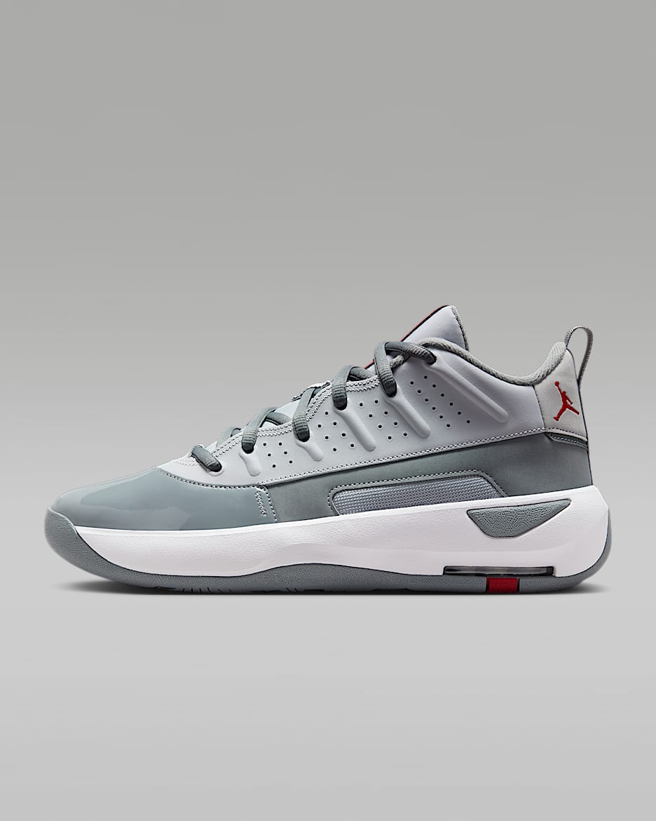 Jordan Max Aura 7 Tenis para hombre - Gris lobo/Gris azulado/Blanco/Rojo universitario