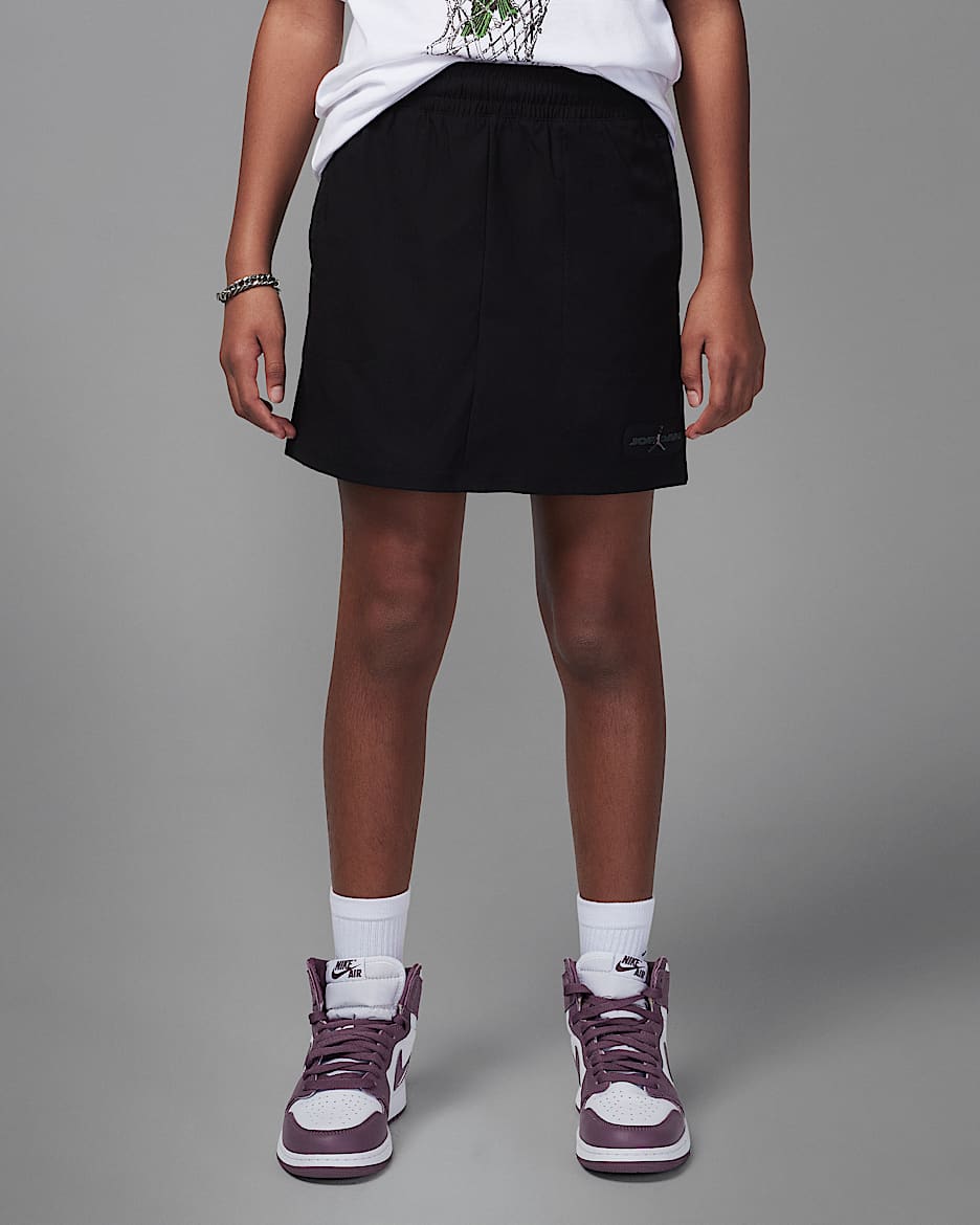 Skort de confección artesanal utilitaria para niñas talla grande Jordan - Negro