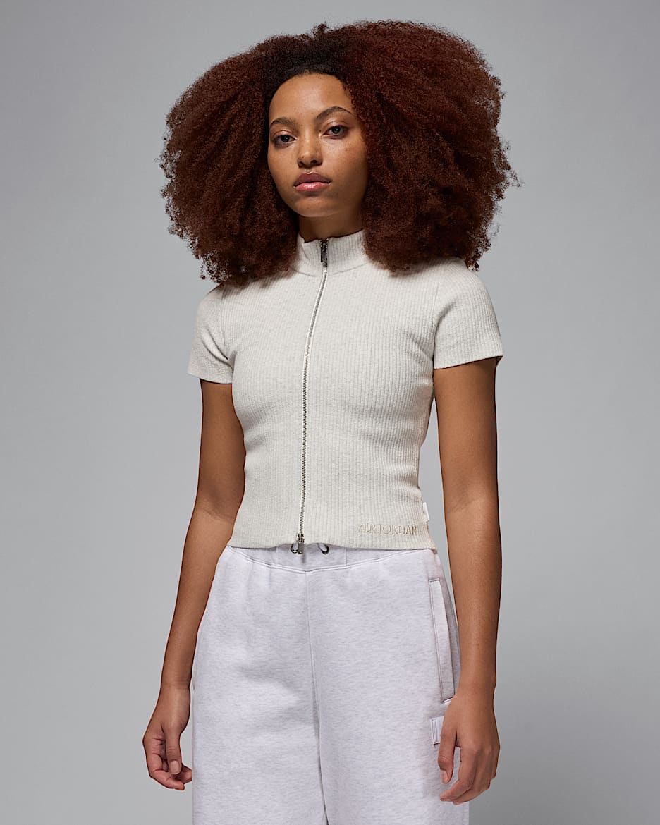 Top in maglia con zip a tutta lunghezza Air Jordan – Donna - Sail/Sail/Light Orewood Brown