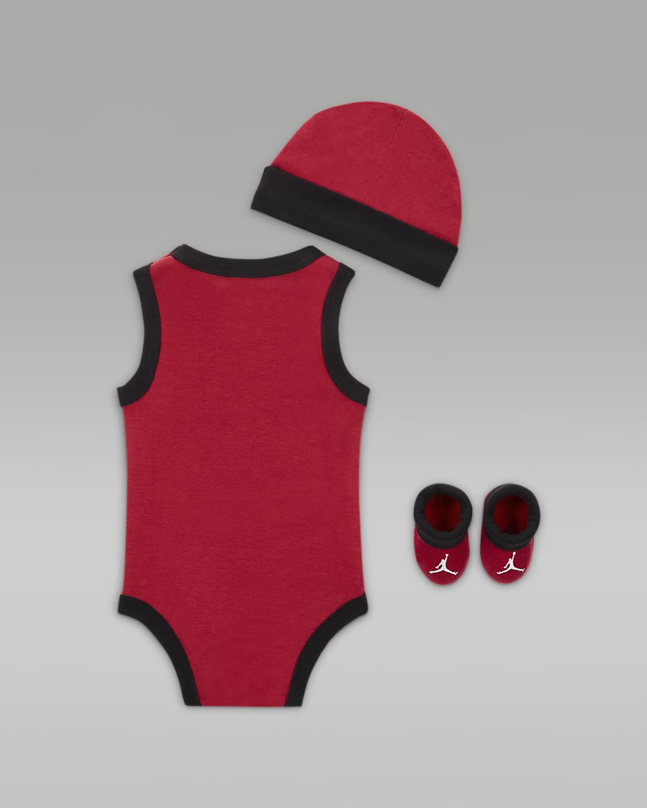 Jordan Jumpman Baby Bodysuit, Beanie and Booties Set - Gym Red