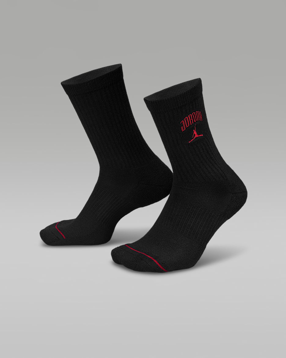 Chaussettes mi-mollet Jordan Everyday (une paire) - Noir/Gym Red