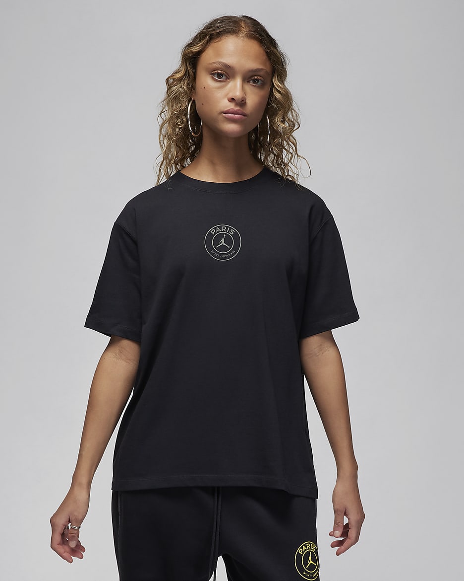 Paris Saint-Germain Jordan Fußball-T-Shirt mit Grafik für Damen - Schwarz