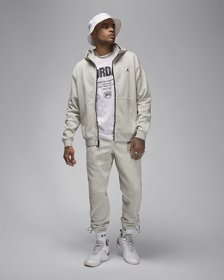 Jordan Sport Hoop Fleece Dri-FIT herenhoodie met rits - Grey Heather/Zwart