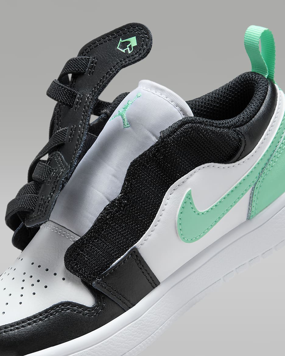 Jordan 1 Low Alt Younger Kids' Shoes - White/Green Glow/Black