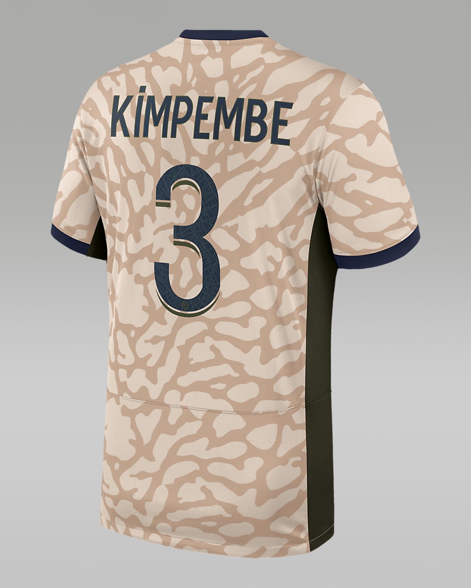 Presnel Kimpembe Paris Saint-Germain 2023/24 Stadium Fourth Men's Jordan Dri-FIT Soccer Jersey - Sand Dune