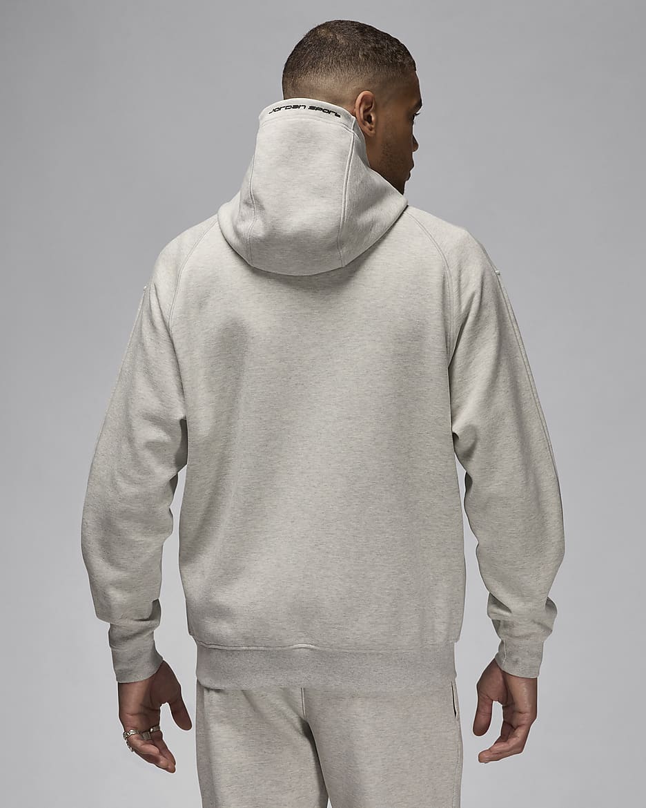 Jordan Sport Hoop Fleece Dri-FIT herenhoodie met rits - Grey Heather/Zwart