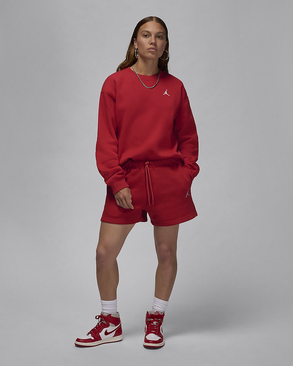 Shorts Jordan Brooklyn Fleece – Donna - Gym Red/Bianco