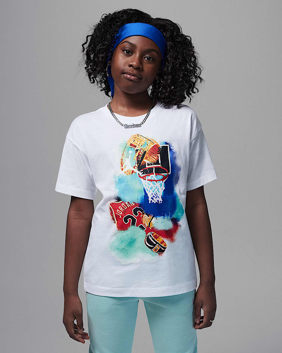 Playera Poolside Jumpman para niños talla grande Jordan - Blanco
