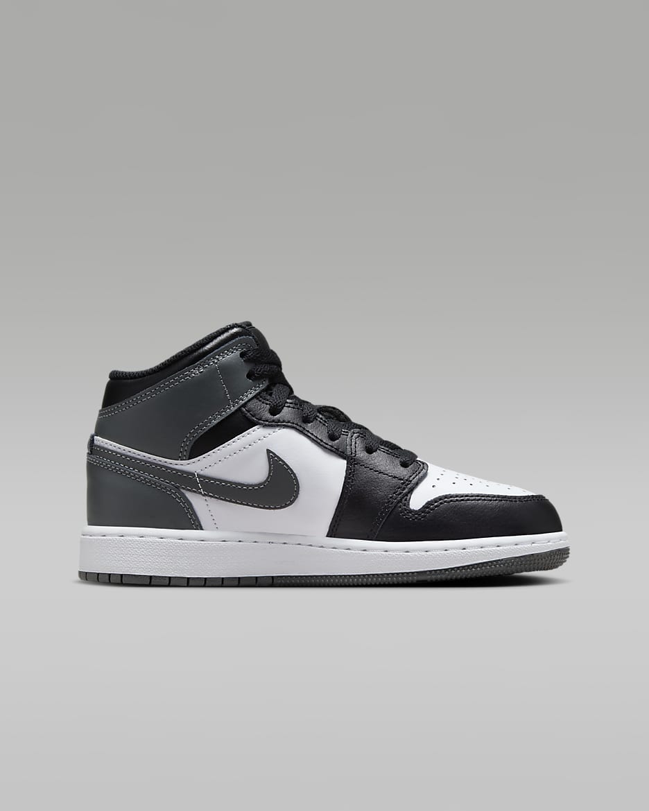 Calzado para niños grandes Air Jordan 1 Mid - Negro/Blanco/Gris hierro