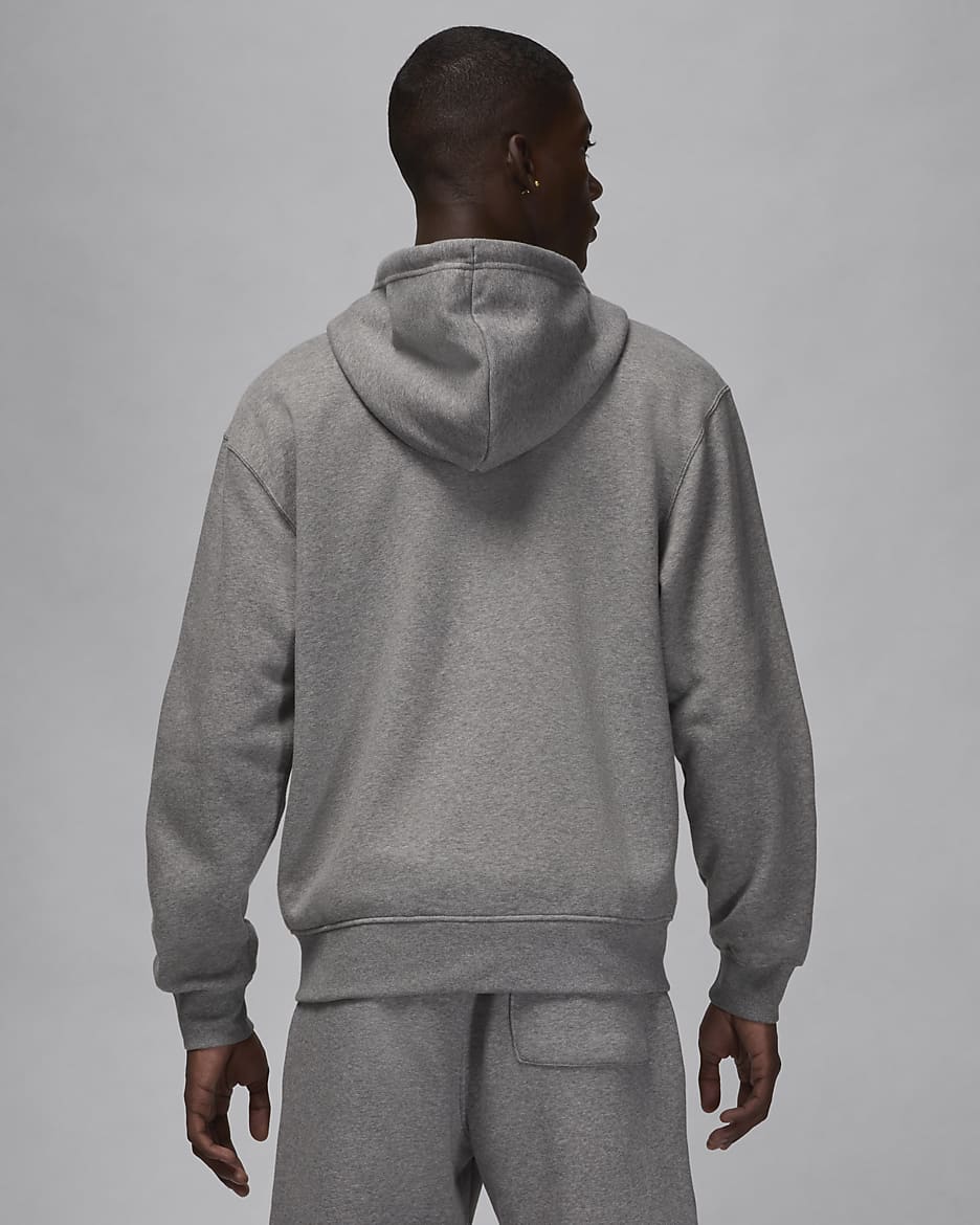 Jordan Brooklyn Fleece Tam Boy Fermuarlı Erkek Kapüşonlu Üstü - Carbon Heather/Beyaz