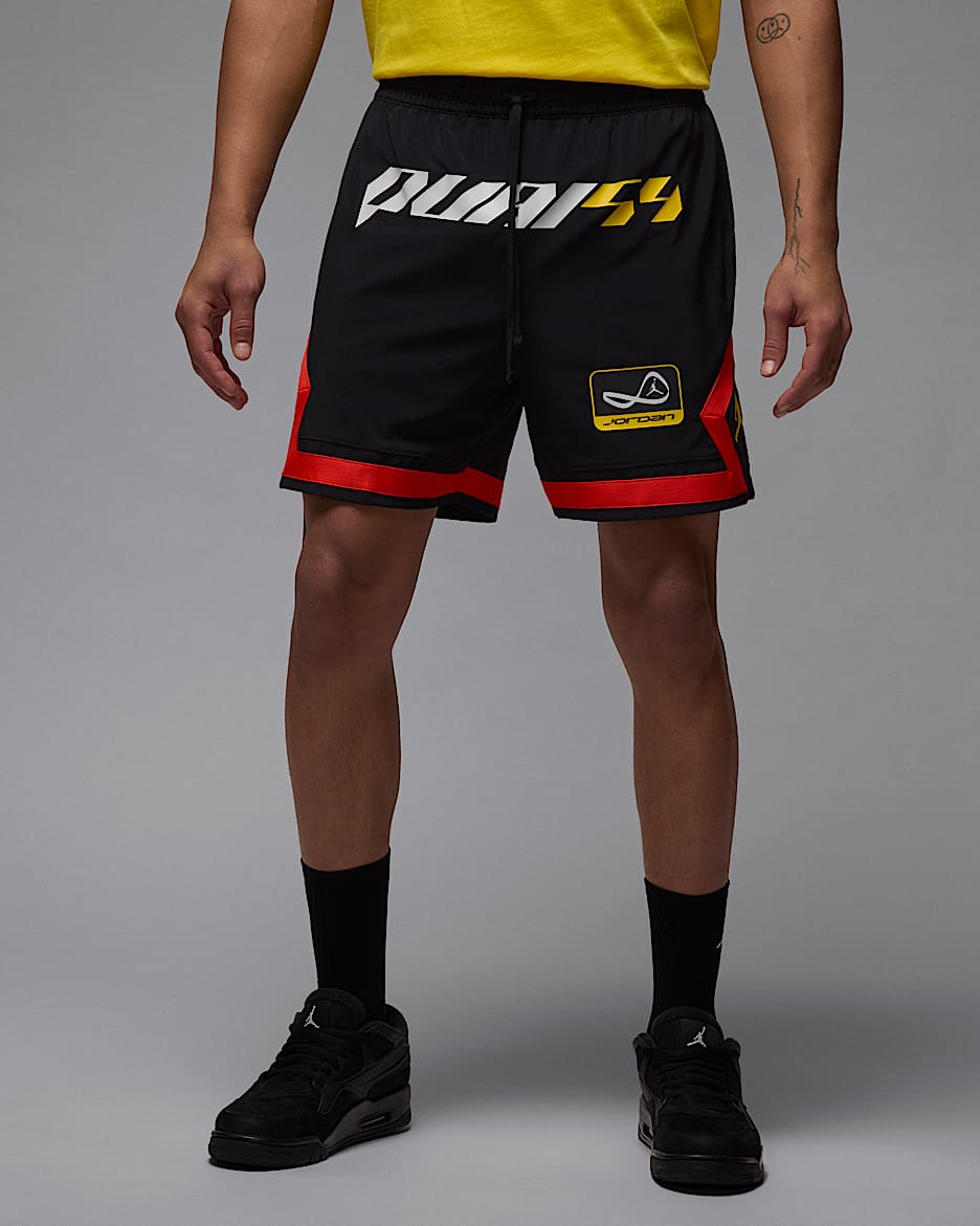 Vævede Jordan Quai 54 Dri-FIT-diamantshorts til mænd - sort/Tour Yellow