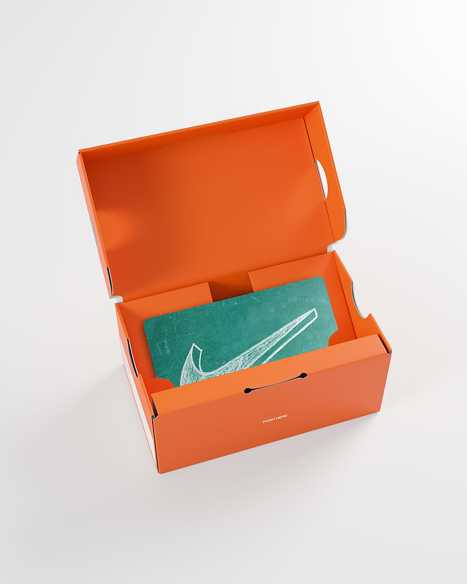 La tarjeta de regalo Nike se envía por correo en una minicaja de tenis Nike - Verde