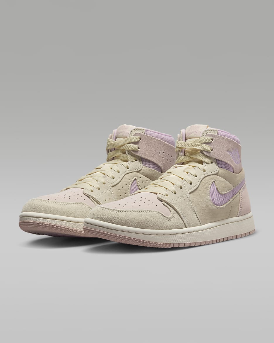 Air Jordan 1 Zoom CMFT 2 Zapatillas - Mujer - Muslin/Particle Beige/Sail/Plum Chalk