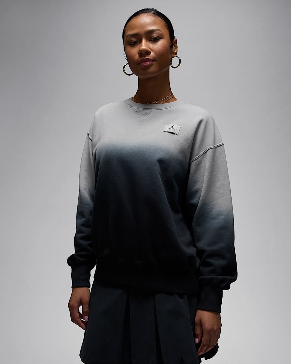 Jordan Flight Fleece Women's French Terry Crew-Neck Sweatshirt - Light Smoke Grey