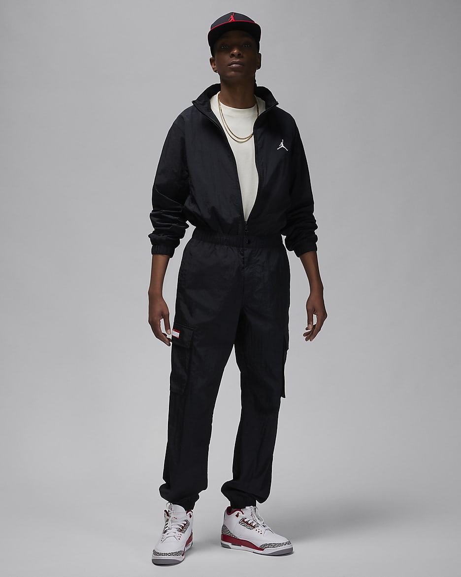 Pánská tkaná bunda Jordan Essentials - Černá/Černá/Bílá