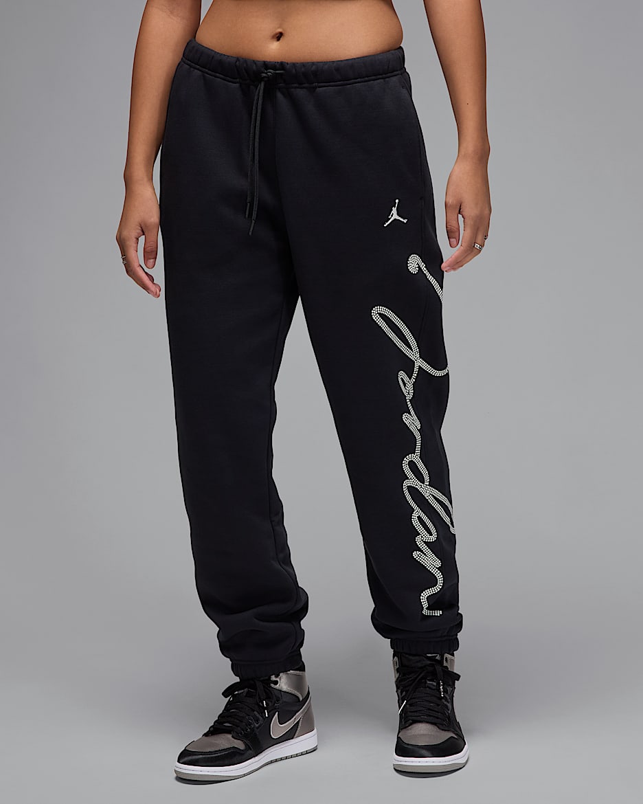 Pants con gráfico para mujer Jordan Brooklyn Fleece - Negro/Vela