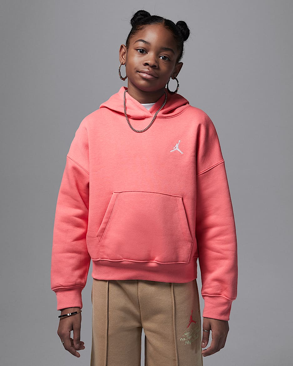 Jordan Brooklyn Essentials Big Kids' Pullover Hoodie - Pink Salt