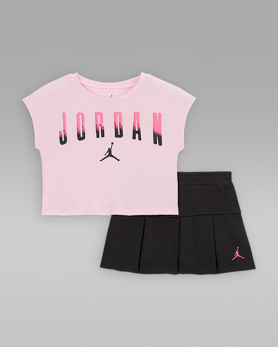 Tvådelat set med veckad shortskjol Jordan för baby (12-24 mån) - Off Noir