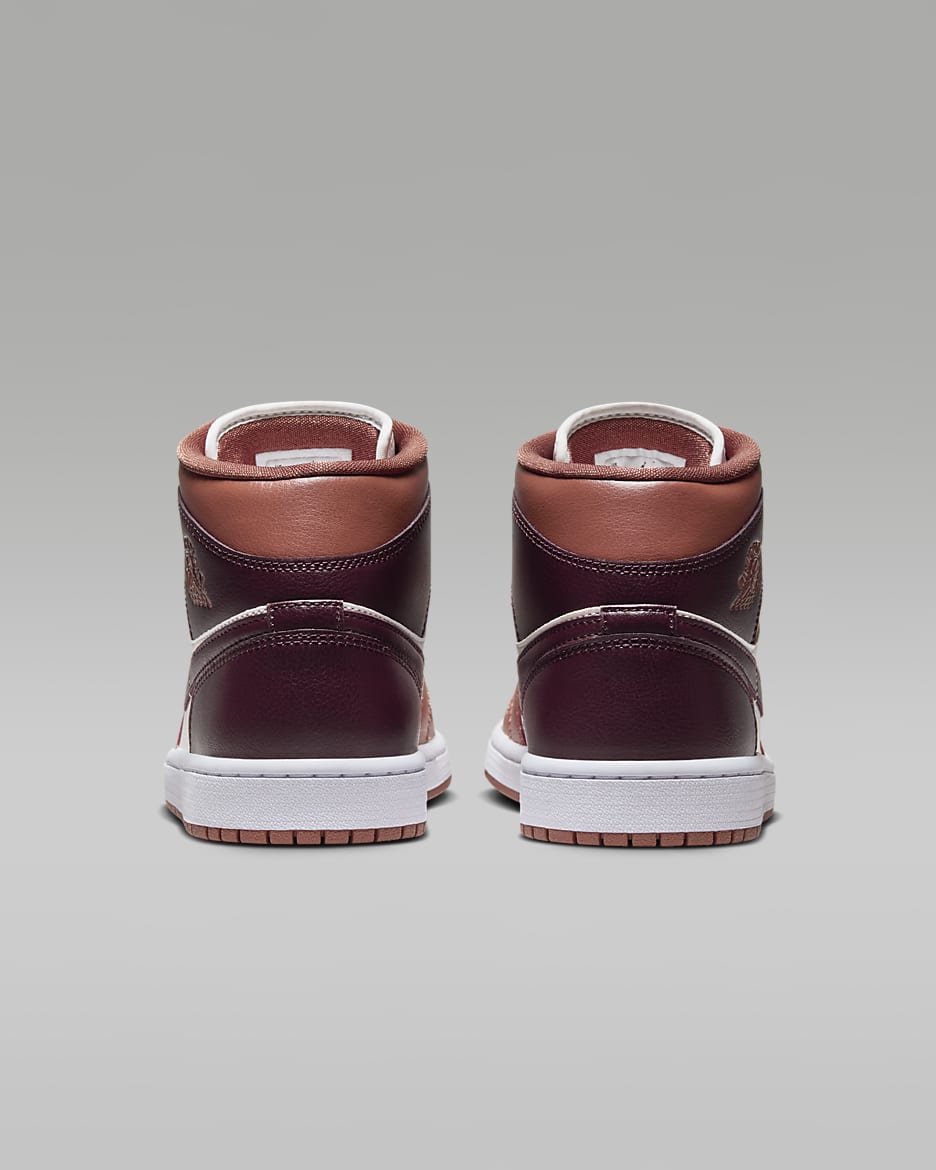 Air Jordan 1 Mid Women's Shoes - Dusty Peach/Sail/White/Night Maroon