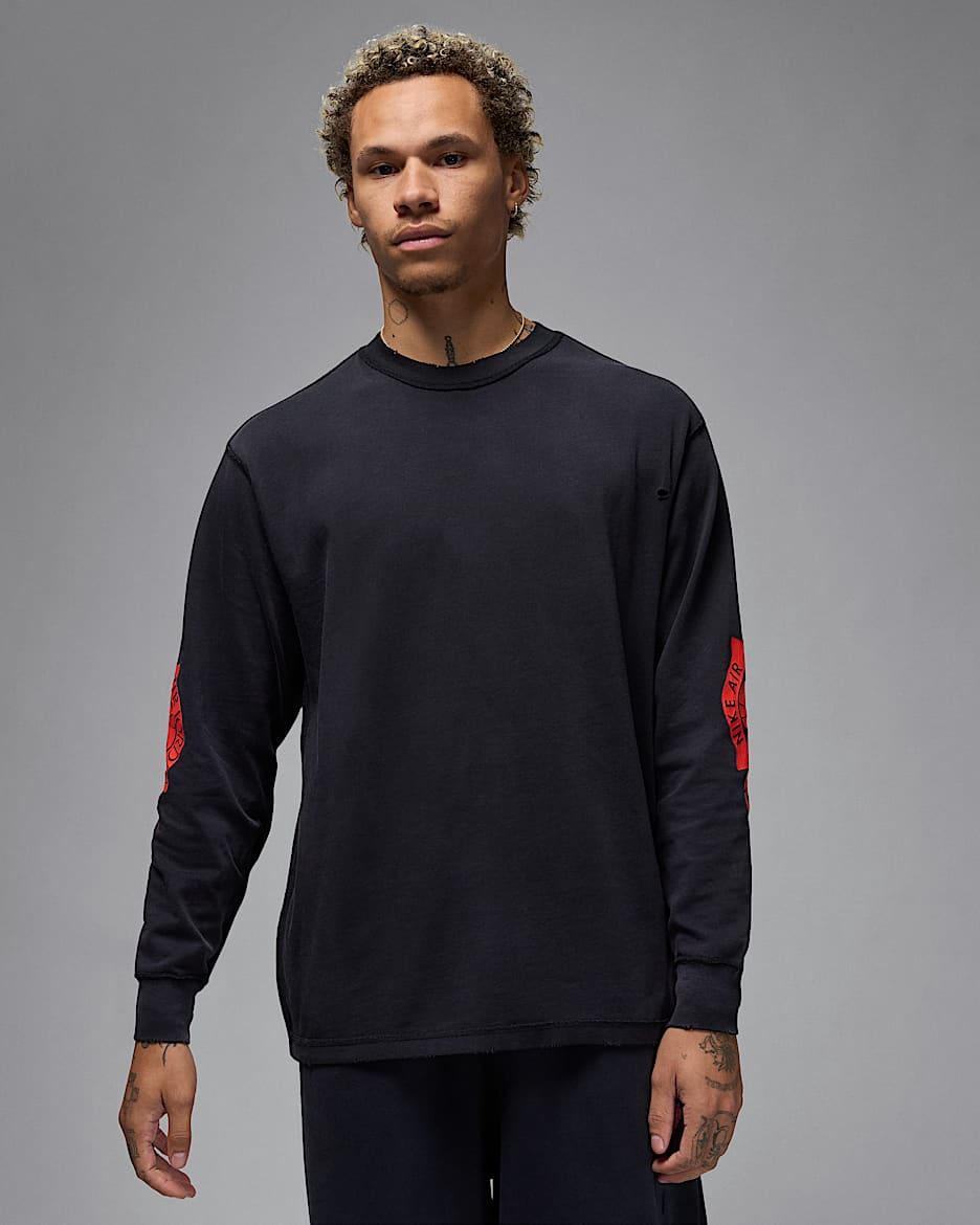 Playera de manga larga para hombre Jordan Rare Air - Negro/Rojo chile