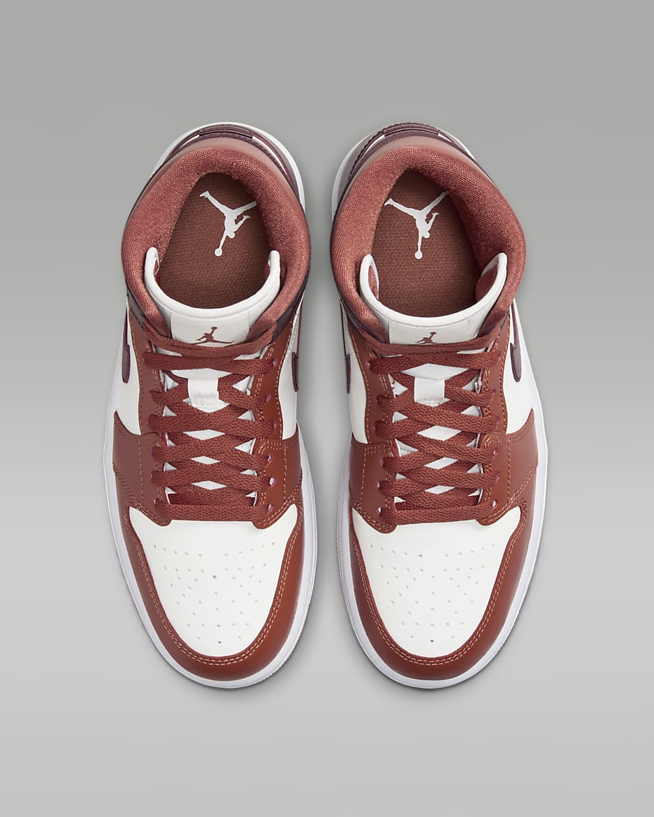 Air Jordan 1 Mid Women's Shoes - Dusty Peach/Sail/White/Night Maroon