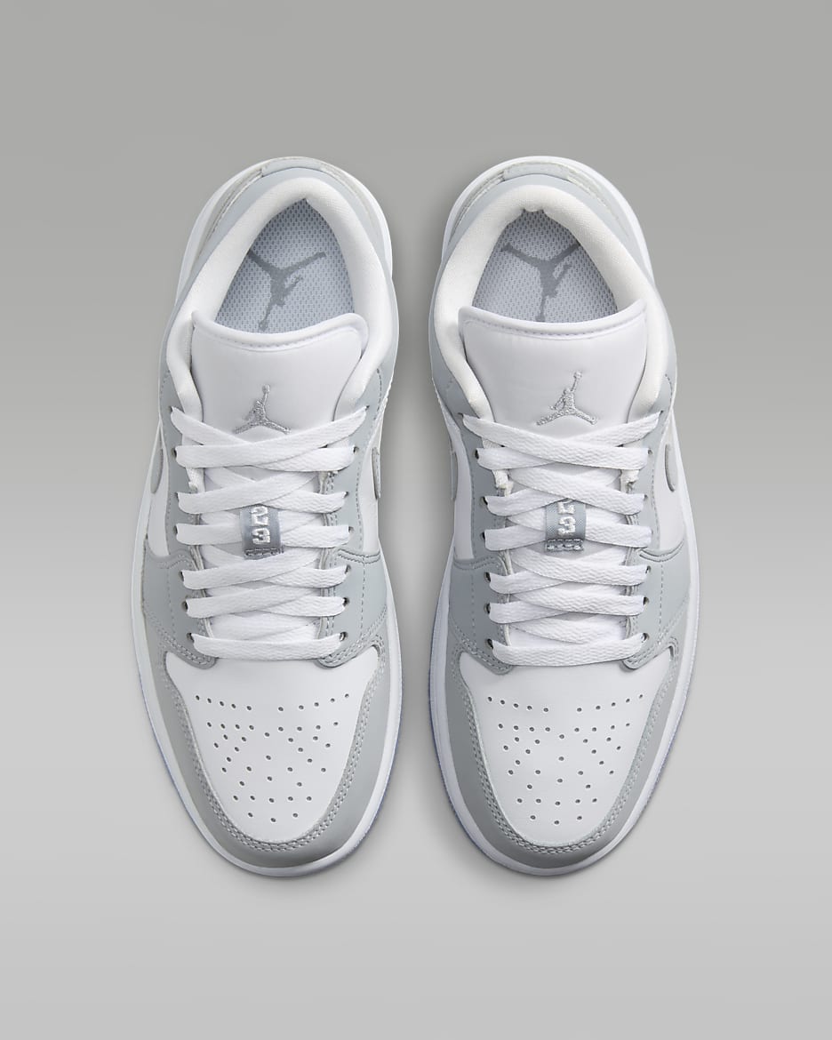 Air Jordan 1 Low Women's Shoes - White/Aluminium/Wolf Grey