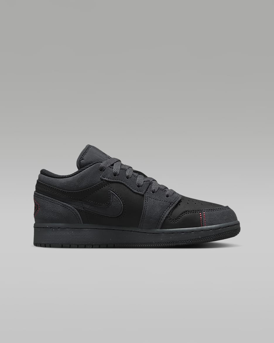 Air Jordan 1 Low SE Craft Big Kids' Shoes - Dark Smoke Grey/Varsity Red/Black