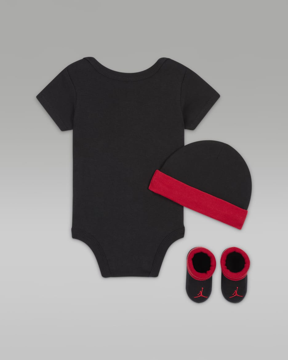 Jordan Driedelige babyboxset - Zwart/Gym Red